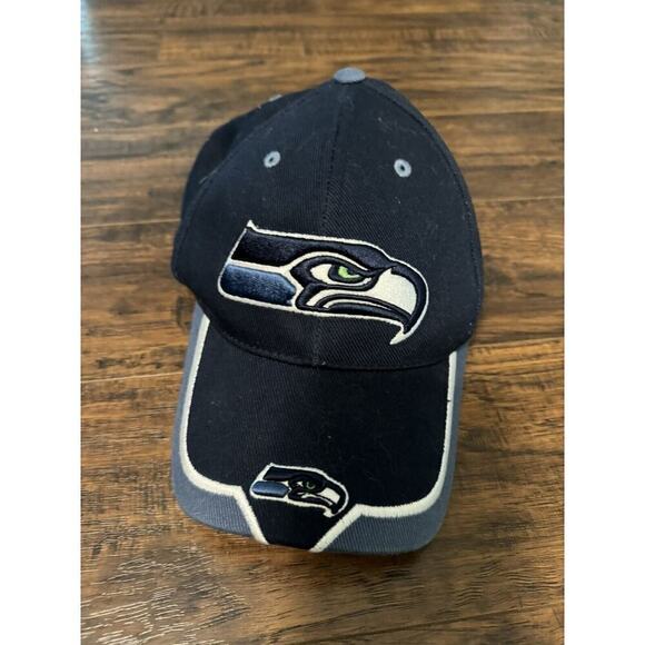 Nfl Team Strapback Hat Adult One Size Blue Seattle Seahawks Football Logo☆ - Picture 1 of 6